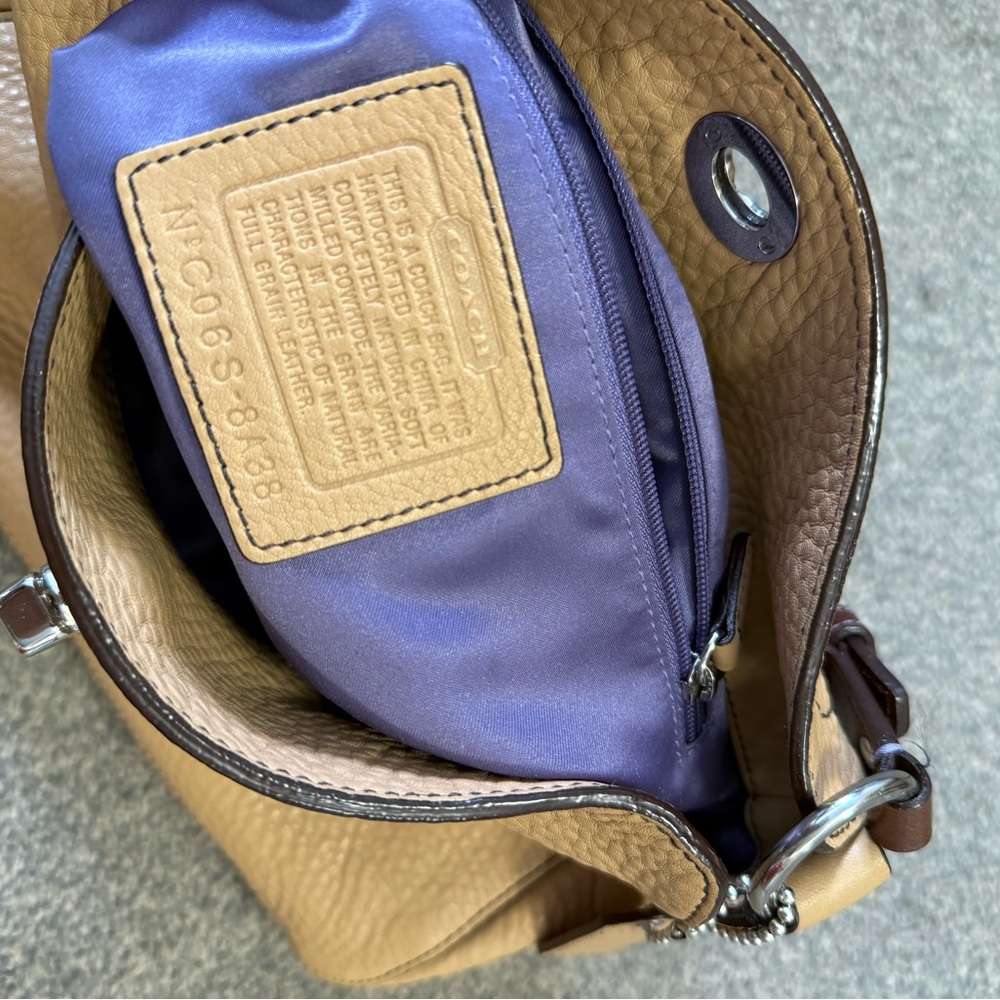 Vintage Coach Chelsea Pebble Leather Tan Turnlock Shoulder Bag 8A38 - Picture 5 of 5